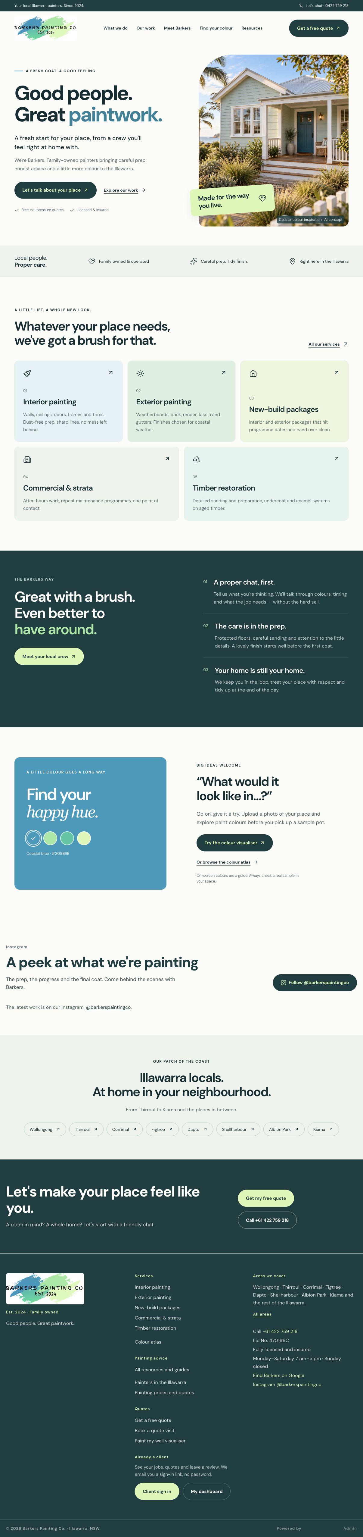 The actual Barkers Painting Co homepage.